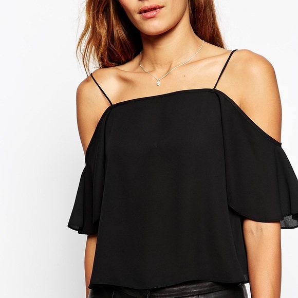 ASOS Tops - ASOS Black Cropped Cold Shoulder Cami Top